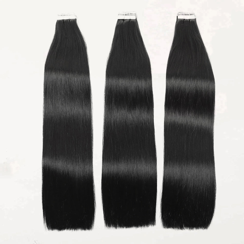 Slim PU Tape In Hair Extensions #1 Jet Black Tape Human Hair