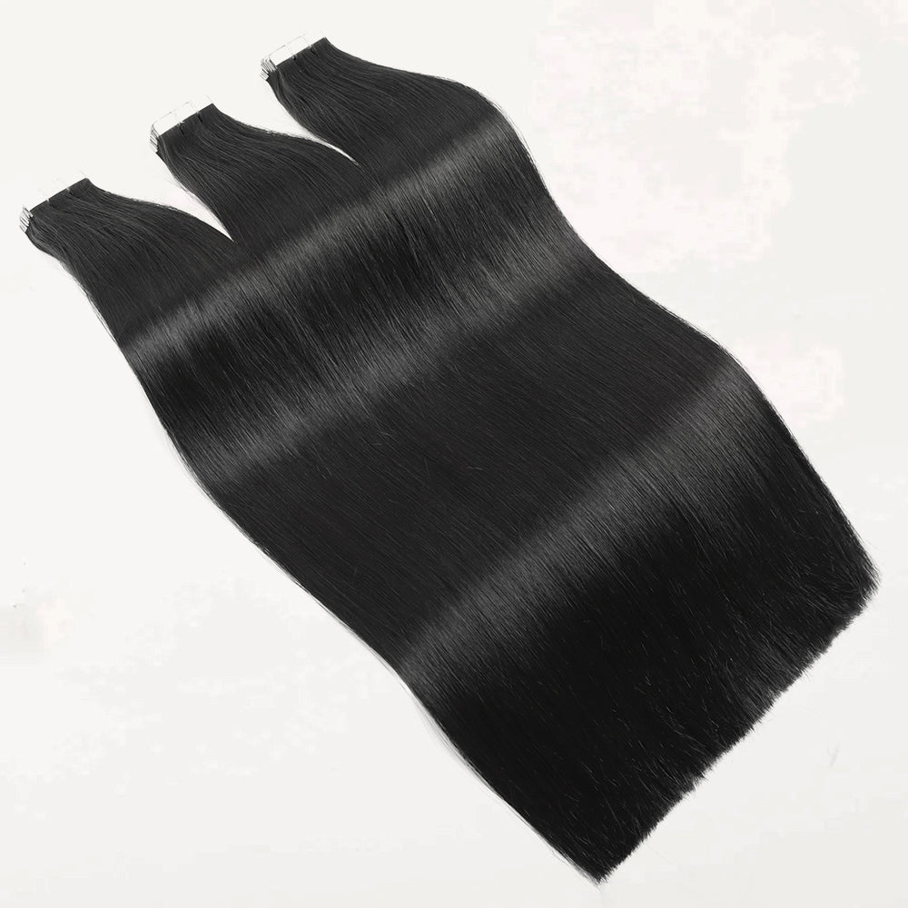 Slim PU Tape In Hair Extensions #1 Jet Black Tape Human Hair