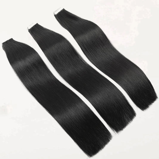 Slim PU Tape In Hair Extensions #1 Jet Black Tape Human Hair