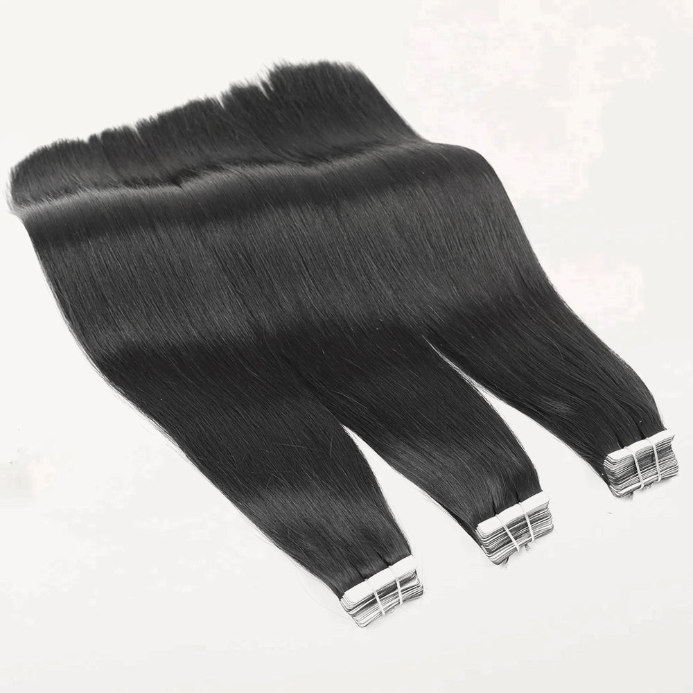 Slim PU Tape In Hair Extensions #1 Jet Black Tape Human Hair