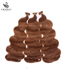 PU Tape In Hair Extensions Body Wave Double Drawn Tape In Hair 100% Virgin Hair Dark Brown #4