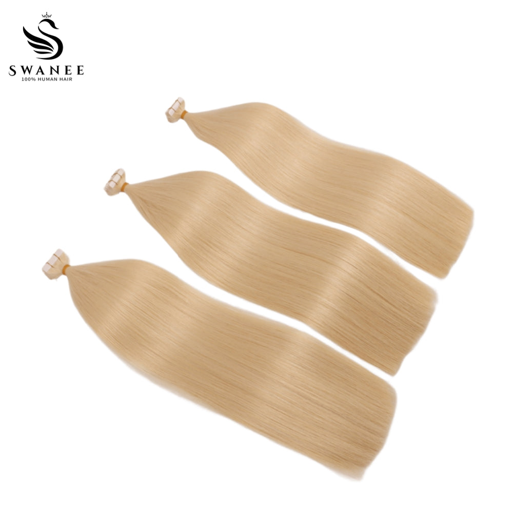 PU Tape In Hair Extensions Straight Double Drawn Tape In Hair 100% Virgin Hair Beach Blonde #613