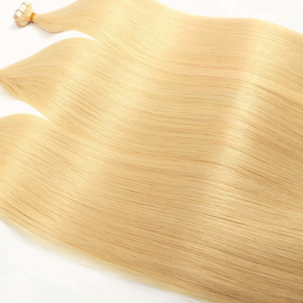 PU Tape In Hair Extensions #613 Blonde Color Tape Hair