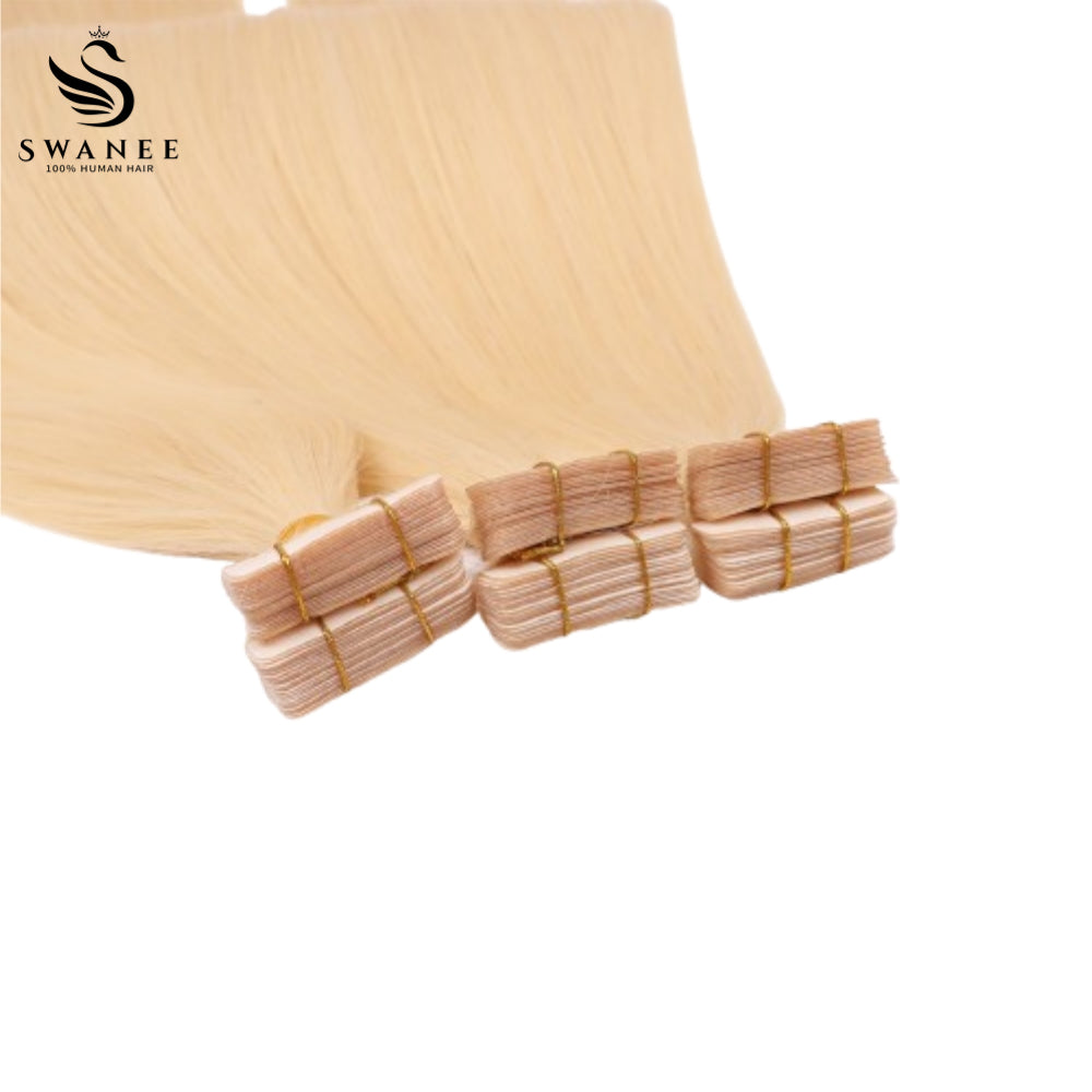PU Tape In Hair Extensions Straight Double Drawn Tape In Hair 100% Virgin Hair Beach Blonde #613