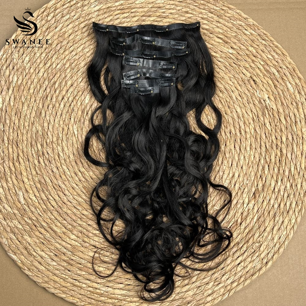 PU Clip Hair Extensions Nature Wave Clip Hair Extensions Natural Black #1B